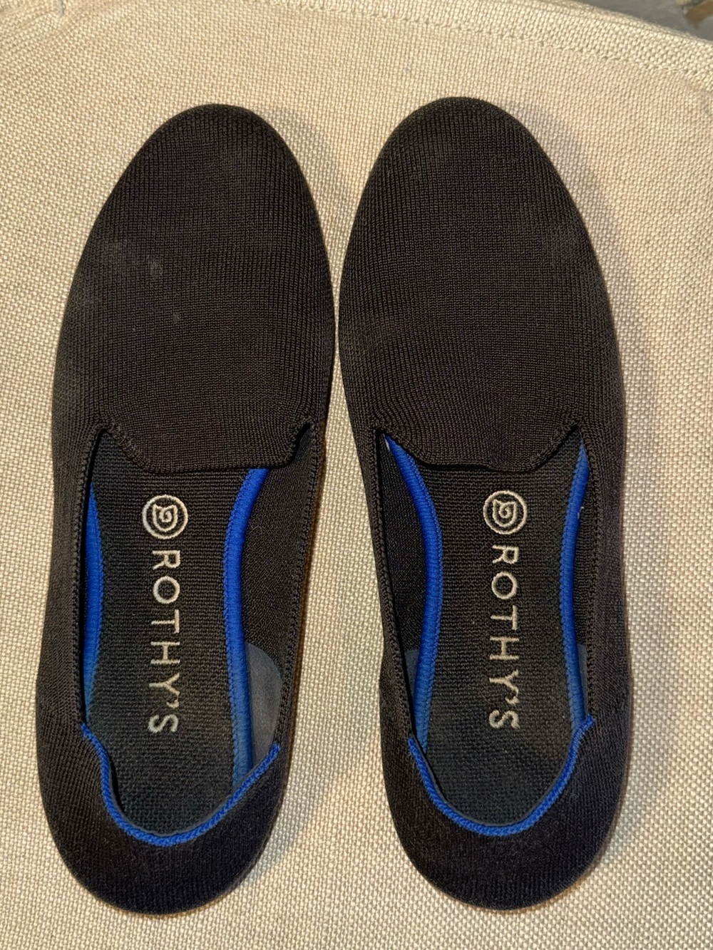 Rothy’s The Loafer Slip On Rounded Toe Black Knit Flats Size 9